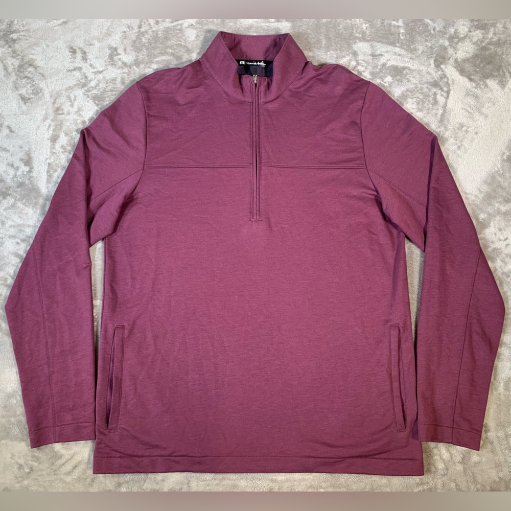 Travis Mathew 1/4 Zip Pullover Mens Md Burgundy Long Sleeve Cotton